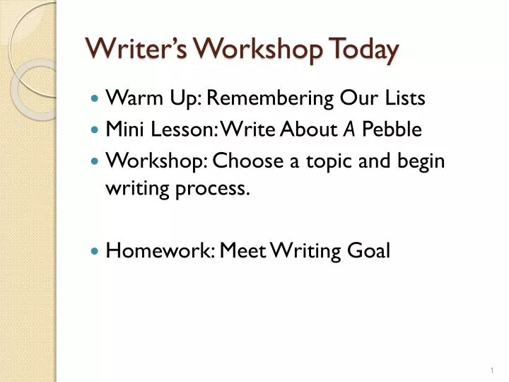 writer s workshop today
