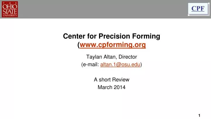 center for precision forming www cpforming org