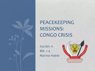 Peacekeeping missions: Congo Crisis