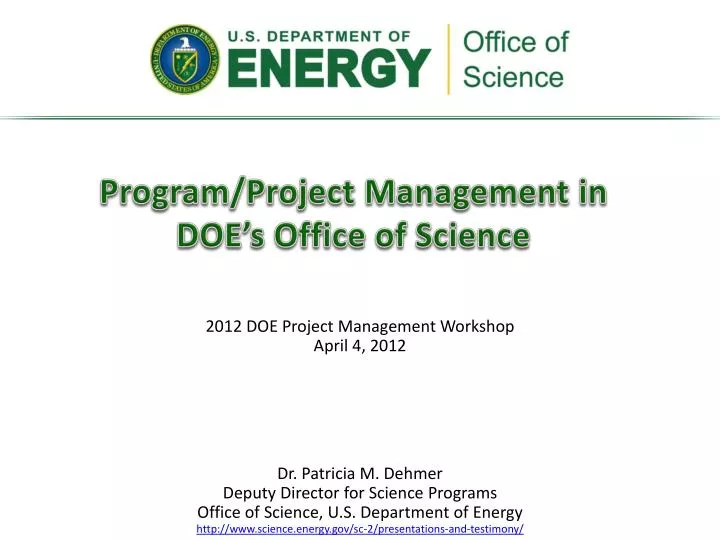 2012 doe project management workshop april 4 2012