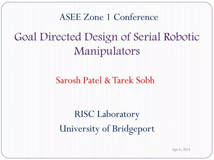 goal directed design of serial robotic manipulators
