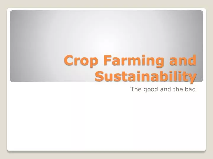 crop farming and sustainability