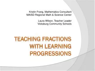 Teaching Fractions with Learning Progressions