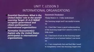 Unit 7, Lesson 3 International organizations