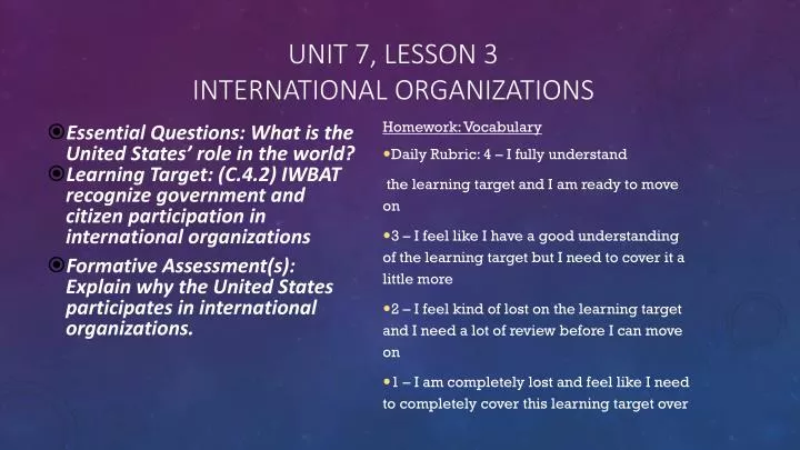 unit 7 lesson 3 international organizations
