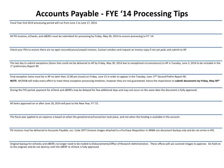 accounts payable fye 14 processing tips
