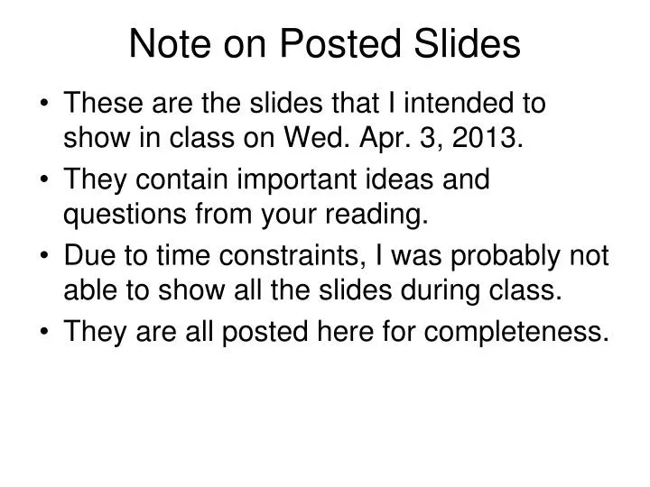 note on posted slides