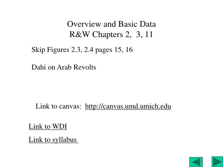 overview and basic data r w chapters 2 3 11
