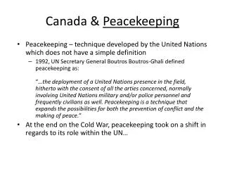 Canada &amp; Peacekeeping