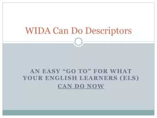 WIDA Can Do Descriptors