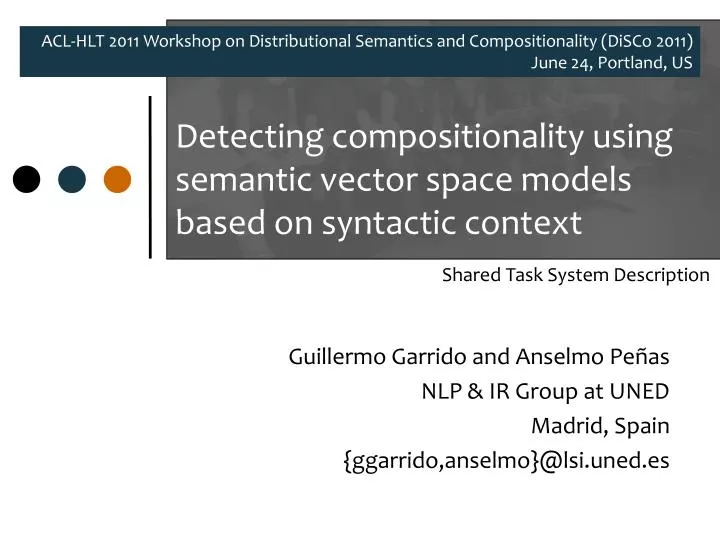 detecting compositionality using semantic vector space models based on syntactic context