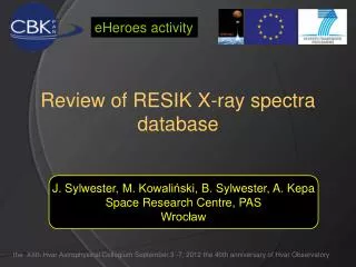 Review of RESIK X-ray spectra database