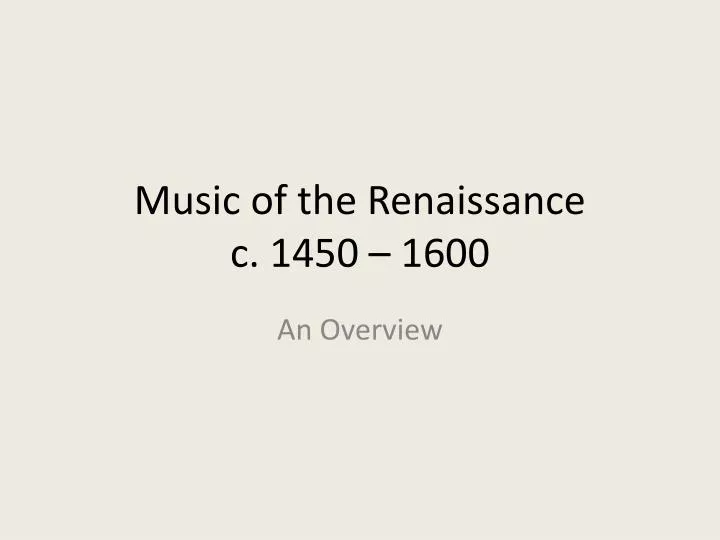 music of the renaissance c 1450 1600