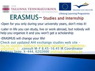 ERASMUS- Studies and Internship