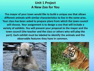 Unit 1 Project A New Zoo for You