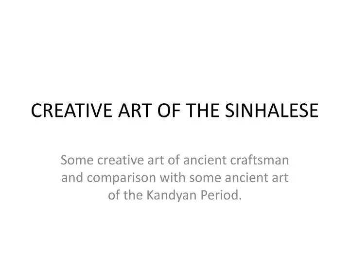 creative art of the sinhalese