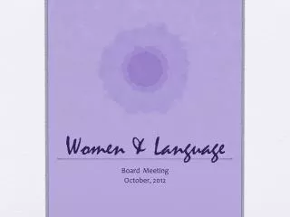 Women &amp; Language