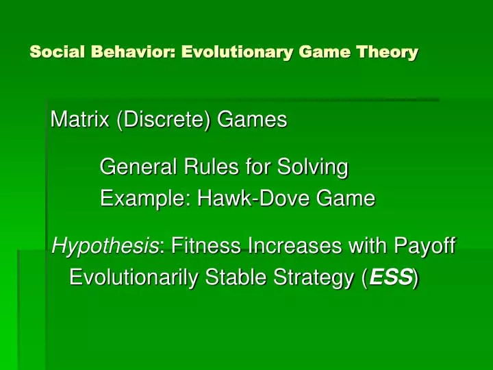 social behavior evolutionary game theory