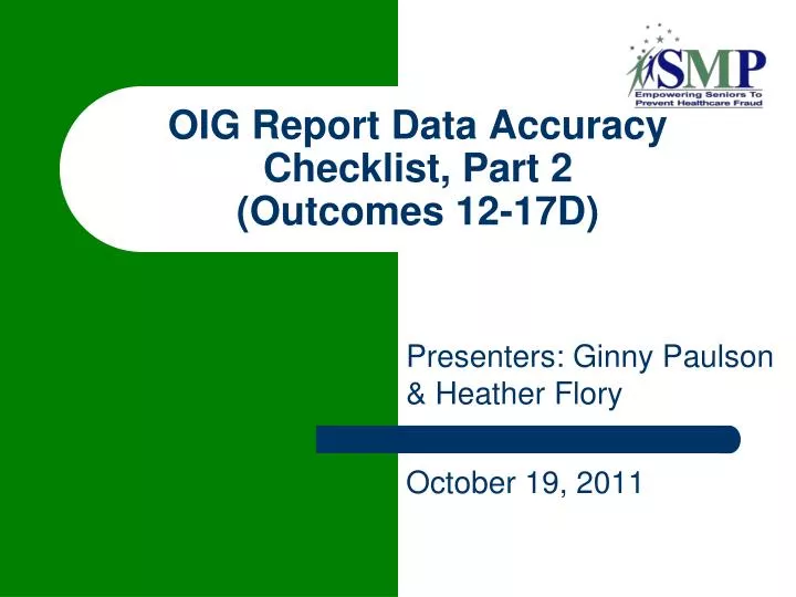 oig report data accuracy checklist part 2 outcomes 12 17d