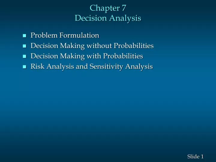chapter 7 decision analysis