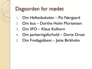 dagsorden for m det