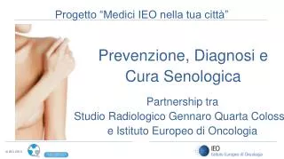 Progetto “Medici IEO nella tua città”