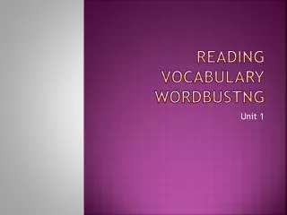 Reading Vocabulary Wordbustng