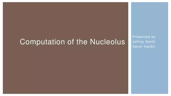 computation of the nucleolus