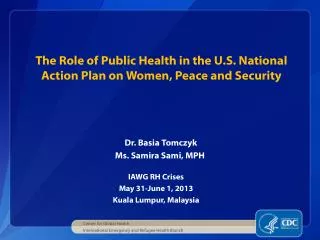 The Role of Public Health in the U.S. National Action Plan on Women, Peace and Security