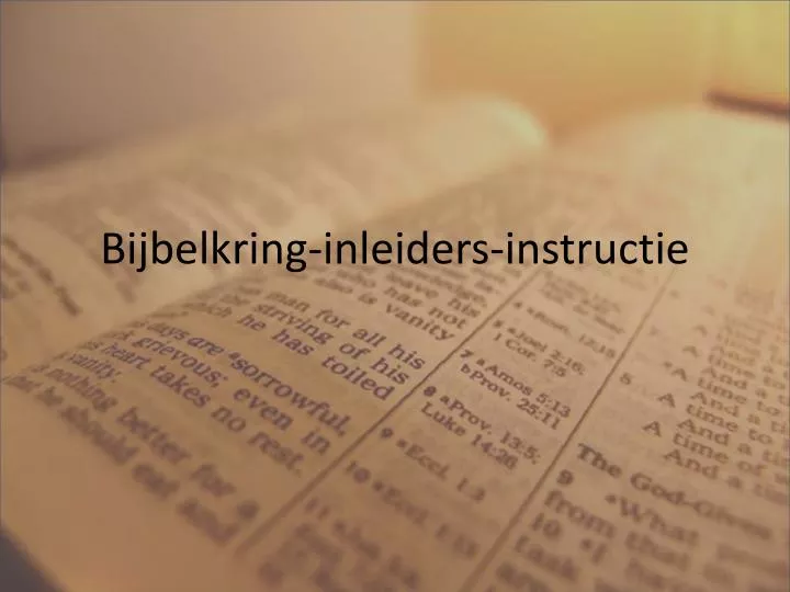 bijbelkring inleiders instructie