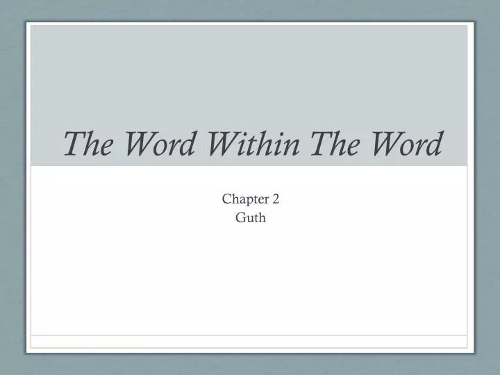 the word within the word