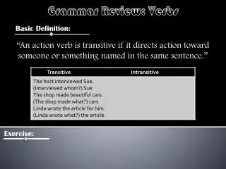 Grammar Review: Verbs