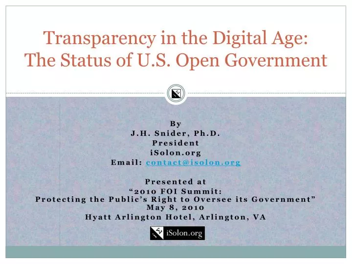 transparency in the digital age the status of u s open government