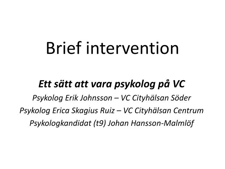 brief intervention