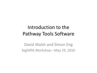 Introduction to the Pathway Tools Software