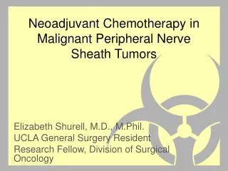 Neoadjuvant Chemotherapy in Malignant Peripheral Nerve Sheath Tumors