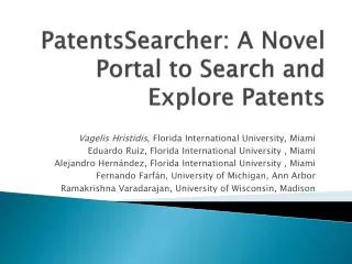 PatentsSearcher : A Novel Portal to Search and Explore Patents