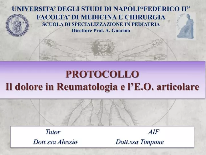 protocollo il dolore in reumatologia e l e o articolare