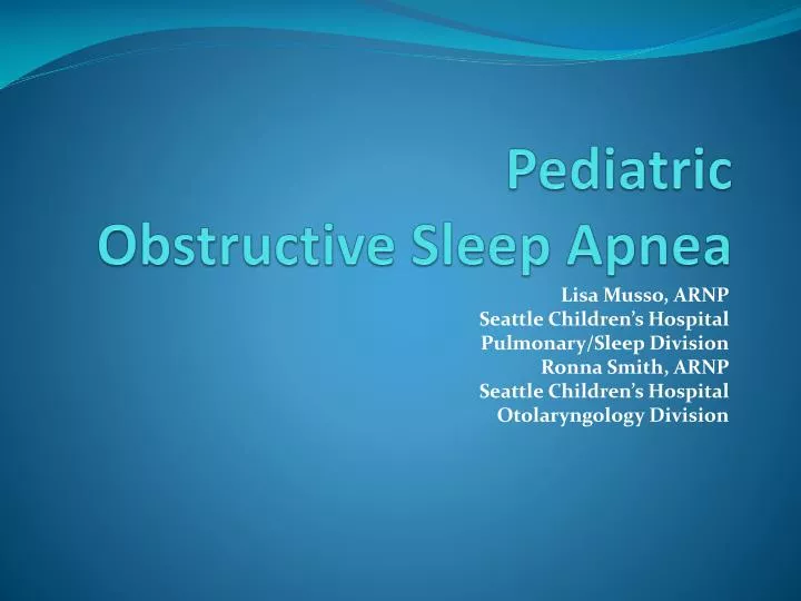 pediatric obstructive sleep apnea