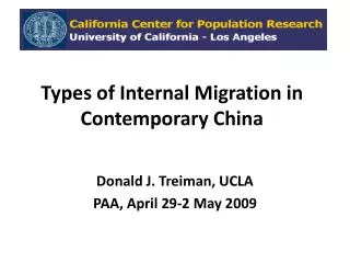 Types of Internal Migration in Contemporary China