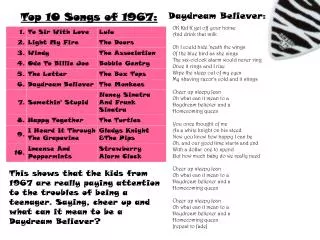 Top 10 Songs of 1967: