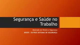 seguran a e sa de no trabalho