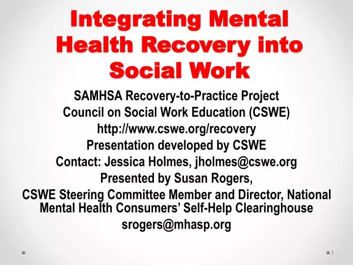 integrating mental health recovery into social work