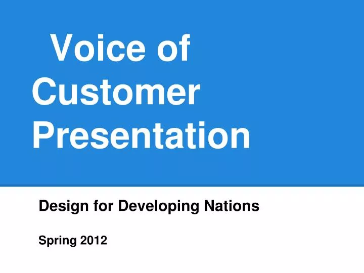 voice of customer presentation
