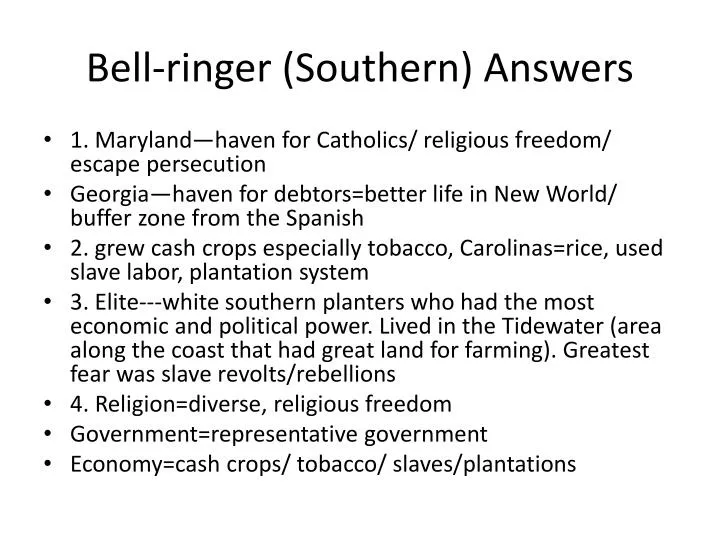 bell ringer southern answers