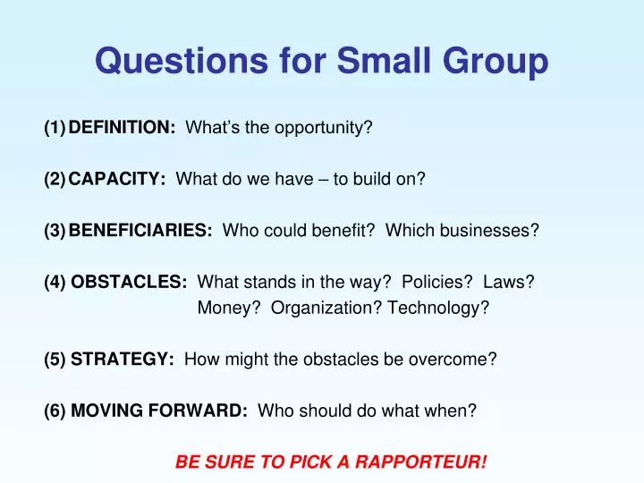 questions for small group