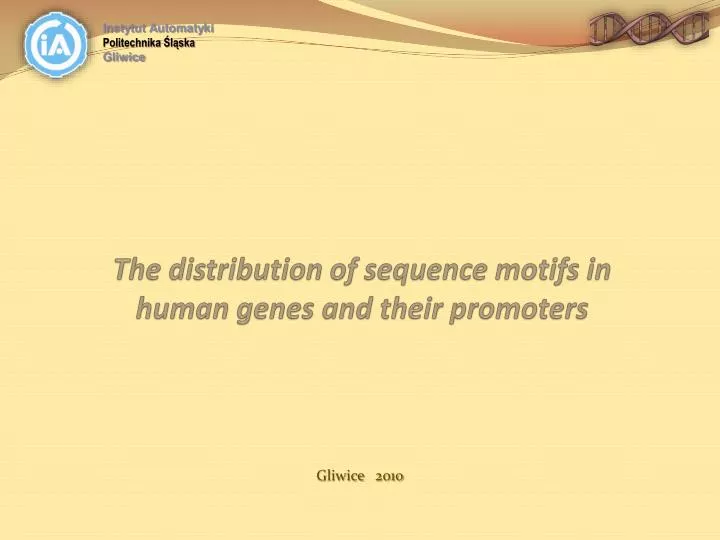 the distribution of sequence motifs in human genes and their promoters