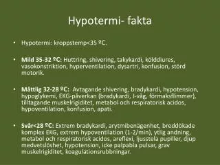 hypotermi fakta