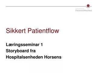 Sikkert Patientflow