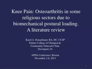 Karol A. Donaubauer, BA, DC, CCSP Palmer College of Chiropractic Community Outreach Clinic